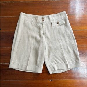IVHO 100% Linen Preppy Coastal Bermuda Shorts Sz Small 💚🍄
